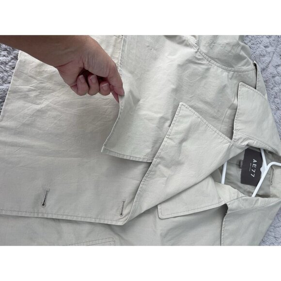 AE77 Trench Coat Cropped Utility Bone Khaki Women's Size XL, NWT - Picture 14 of 16